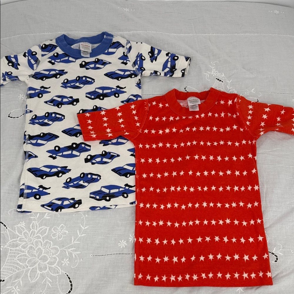 Hanna Andersson Pajama Tops Kids 8 Short Sleeve Sleepwear Cars Stars NO BOTTOMS